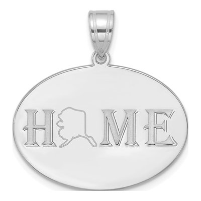 14K White Gold Personalized HOME State Pendant
