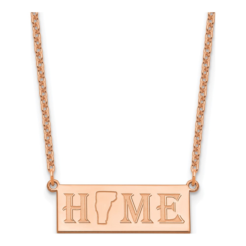 18 Inch Sterling Silver/rose Gold-Plated Home/state Necklace with Lobster Clasp