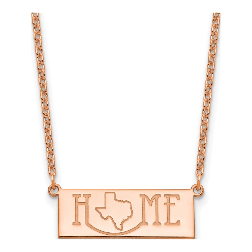 18 Inch Sterling Silver/rose Gold-Plated Home/state Necklace with Lobster Clasp