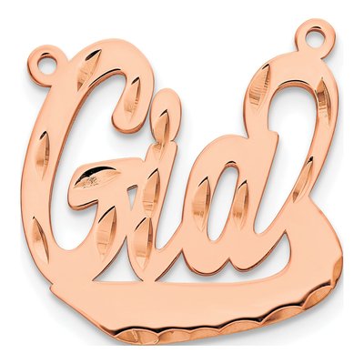 14K Rose Gold Diamond-Cut Name Plate Pendant – view 2