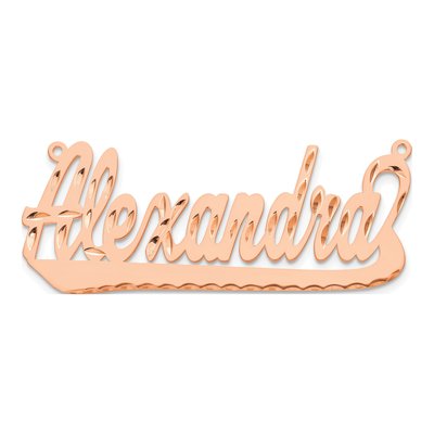 14K Rose Gold Diamond-Cut Name Plate Pendant – view 4