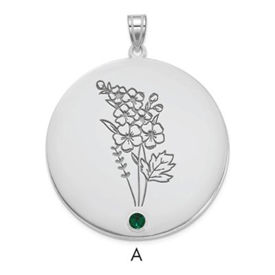14K White Gold Personalized Birth Flower Pendant – view 4