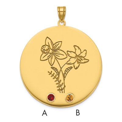 14K Yellow Gold Personalized Birth Flower Pendant – view 4
