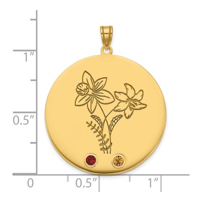 14K Yellow Gold Personalized Birth Flower Pendant – view 5