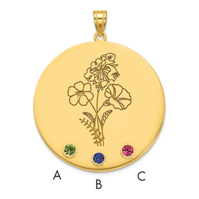 14K Yellow Gold Personalized Birth Flower Pendant – view 4