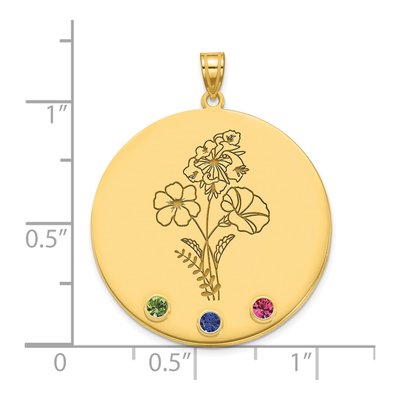 14K Yellow Gold Personalized Birth Flower Pendant – view 5