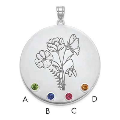 14K White Gold Personalized Birth Flower Pendant – view 4