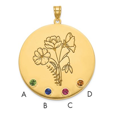 14K Yellow Gold Personalized Birth Flower Pendant – view 4