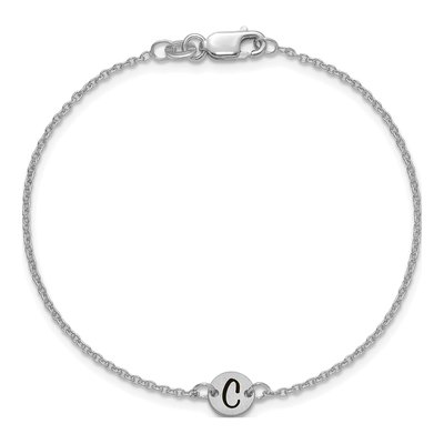 14K White Gold Initial Disc Bracelet – view 4