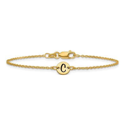 14K Yellow Gold Initial Disc Bracelet – view 3