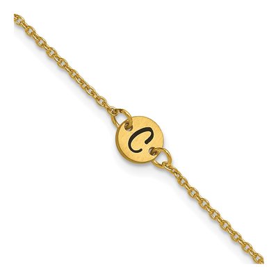 14K Yellow Gold Initial Disc Bracelet