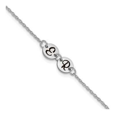 14K White Gold Personalized Initial Disc Bracelet