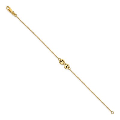 14K Yellow Gold Personalized Initial Disc Bracelet – view 2