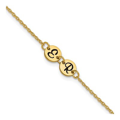 14K Yellow Gold Personalized Initial Disc Bracelet