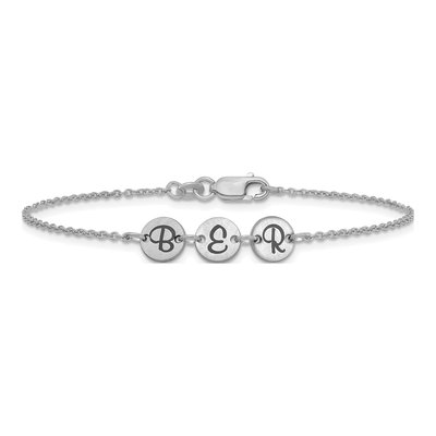 14K White Gold Personalized Initial Disc Bracelet – view 3