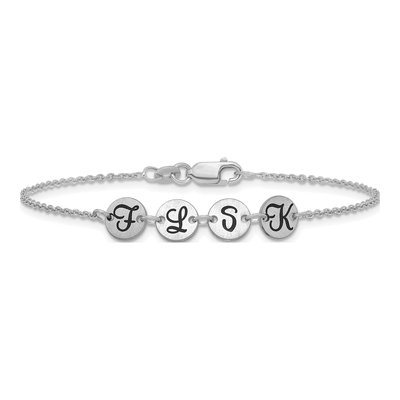 14K White Gold 4-Station Initial Disc Bracelet – view 3
