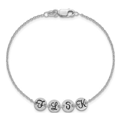 14K White Gold 4-Station Initial Disc Bracelet – view 4