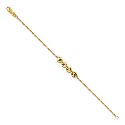 14K Yellow Gold Initial Disc Bracelet – view 2