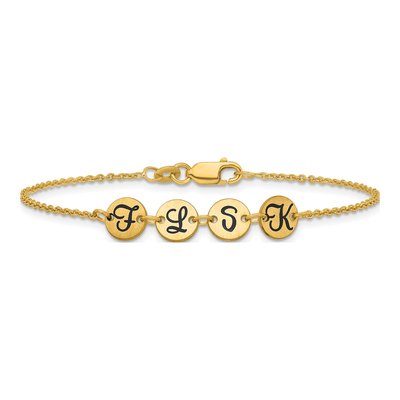 14K Yellow Gold Initial Disc Bracelet – view 3