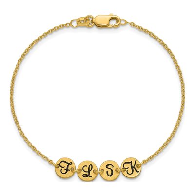 14K Yellow Gold Initial Disc Bracelet – view 4