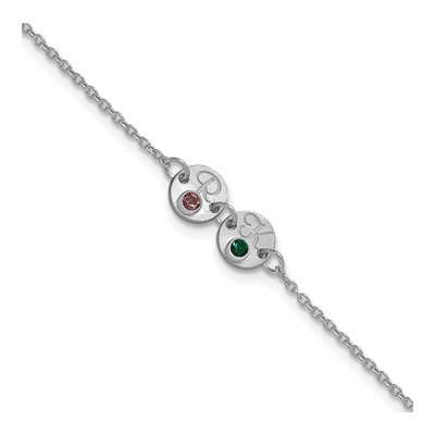 14K White Gold Personalized Initial Birthstone Bracelet