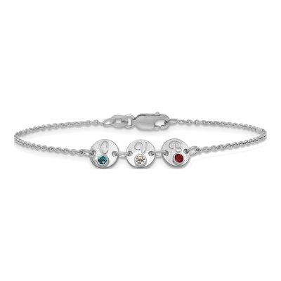 14K White Gold Disc Initial Birthstone Bracelet – view 3