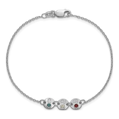 14K White Gold Disc Initial Birthstone Bracelet – view 4