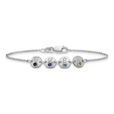 14K White Gold Disc Initial Birthstone Bracelet – view 3