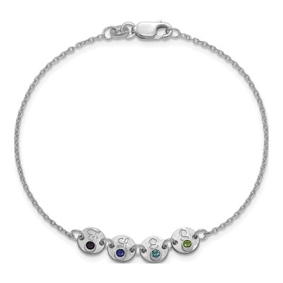 14K White Gold Disc Initial Birthstone Bracelet – view 4