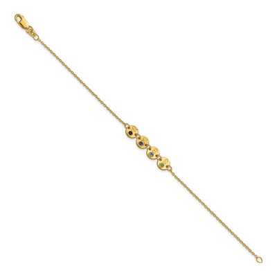 14K Yellow Gold 4-Disc Initial Birthstone Bracelet – view 2