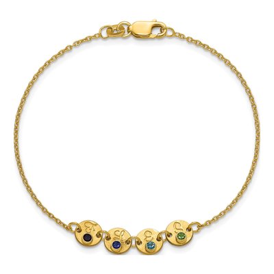14K Yellow Gold 4-Disc Initial Birthstone Bracelet – view 4