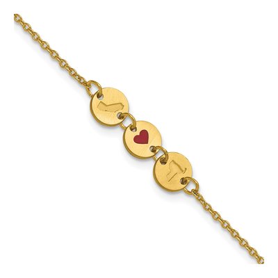 Gold-Plated Sterling Silver Personalized State Heart Disc Bracelet