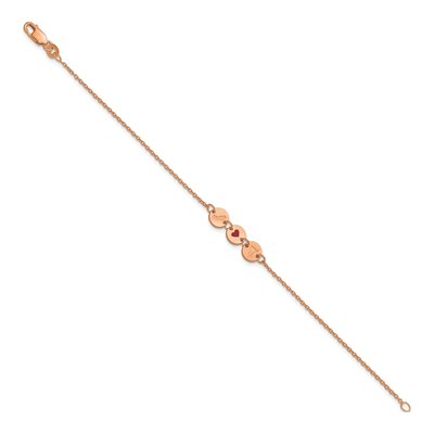 Rose Gold-Plated Sterling Silver Personalized State Heart Disc Bracelet – view 2