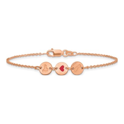 Rose Gold-Plated Sterling Silver Personalized State Heart Disc Bracelet – view 3