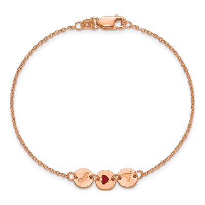 Rose Gold-Plated Sterling Silver Personalized State Heart Disc Bracelet – view 4