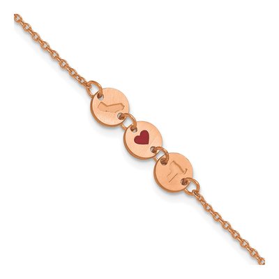 Rose Gold-Plated Sterling Silver Personalized State Heart Disc Bracelet