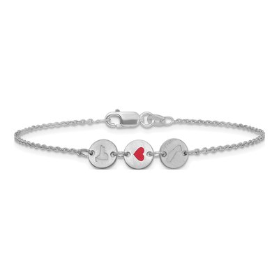 Sterling Silver Personalized State Heart Disc Bracelet – view 3