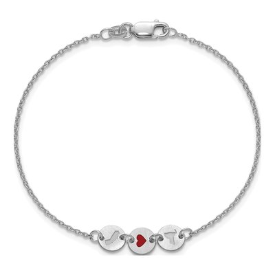 Sterling Silver Personalized State Heart Disc Bracelet – view 4