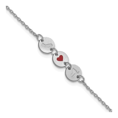 Sterling Silver Personalized State Heart Disc Bracelet