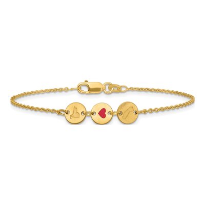 14K Yellow Gold State Heart Disc Bracelet – view 3