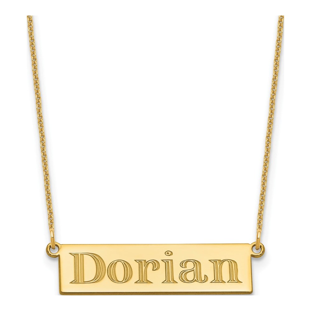14K Yellow Gold 4-6 Letter Name Bar Necklace with Lobster Clasp