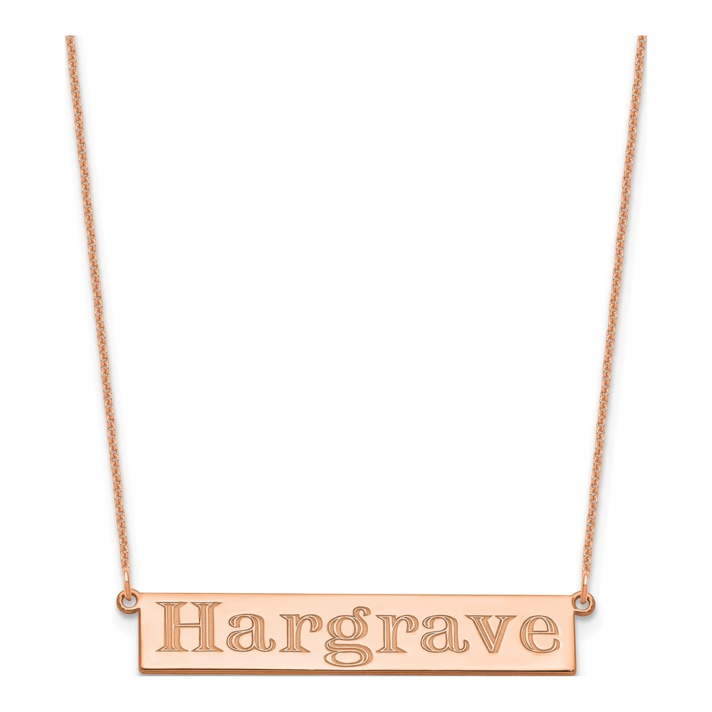 14K Rose Gold 7-9 Letter Name Bar Necklace with Lobster Clasp