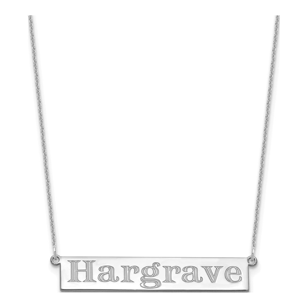 14K White Gold Rhodium-Plated 7-9 Letter Name Bar Necklace with Lobster Clasp