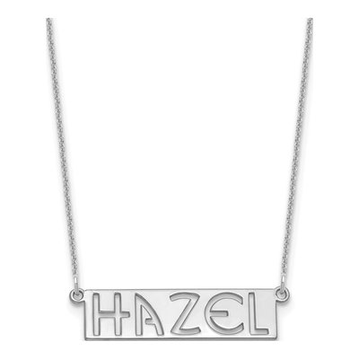 14K White Gold Personalized Name Bar Necklace