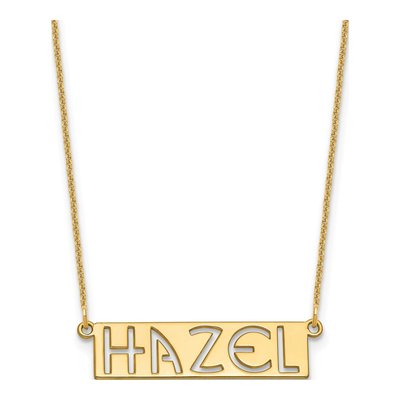14K Yellow Gold Personalized Name Bar Necklace