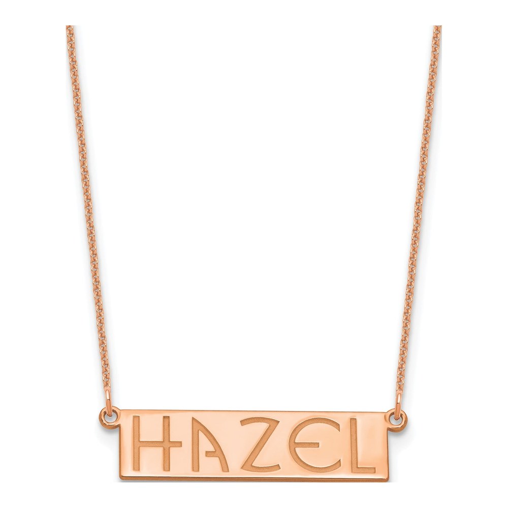 14K Rose Gold 4-6 Letter Name Bar Necklace with Lobster Clasp