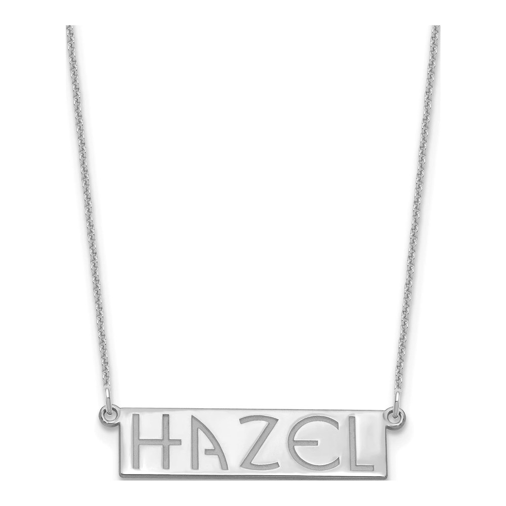 14K White Gold Rhodium-Plated 4-6 Letter Name Bar Necklace with Lobster Clasp