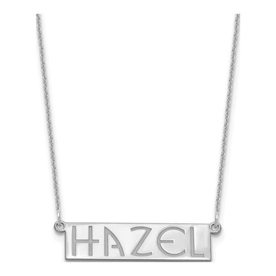 14K White Gold Personalized Name Bar Necklace