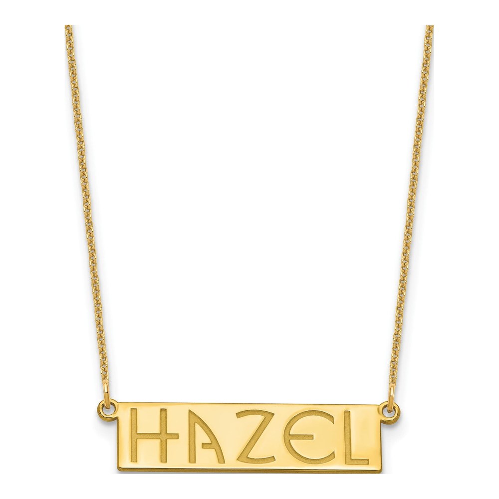 14K Yellow Gold 4-6 Letter Name Bar Necklace with Lobster Clasp