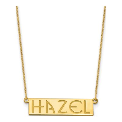 14K Yellow Gold Personalized Name Bar Necklace